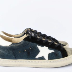 Blauwe leren sneakers met witte ster